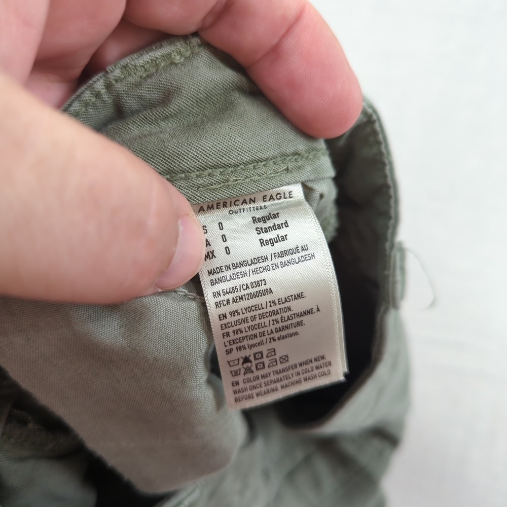 American Eagle Pants Womens 0 Khaki Green Super High Rise Baggy Wide Leg Cargo - Picture 10 of 16